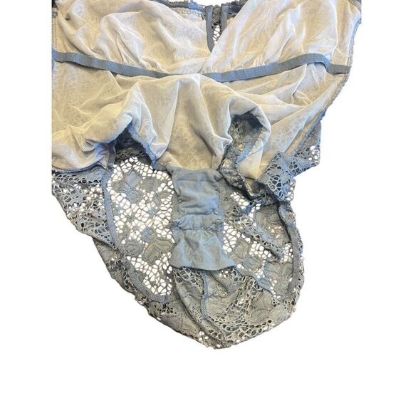 Victoria's Secret Blue Lace Off the Shoulder Short Sleeve Bodysuit XL club sexy - Picture 4 of 5